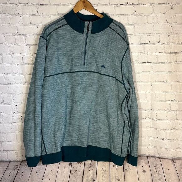 Tommy Bahama Men's Flipsider Reversible Half-Zip Sweater Green Size L Large - Picture 1 of 7